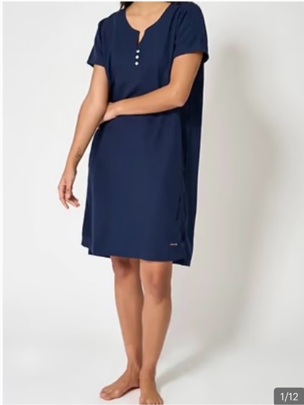 Batela Navy Short Sleeve Tunic Nautical Dress US 8